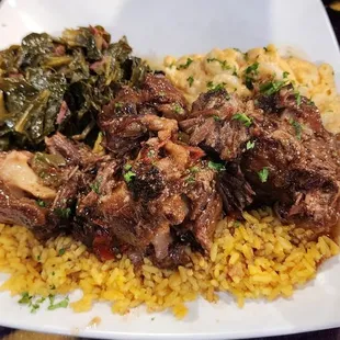 Oxtails collard greens and rice