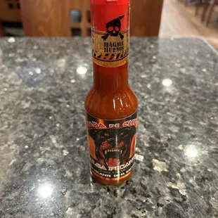 a bottle of hot sauce
