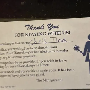 Tip your housekeeping