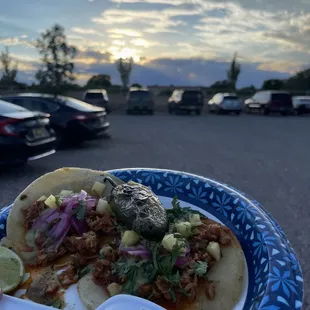 A beautiful sunset with the most amazing tacos, who could ask for more?!