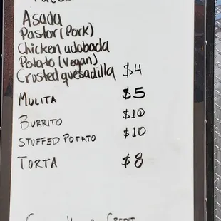 a menu for a mexican restaurant