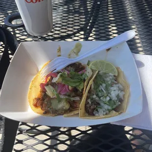 Al pastor + asada taco