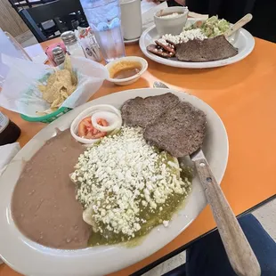 I had the enchiladas huastecas. The verde sauce is delicious and spicy! The side of beef was cooked just right.