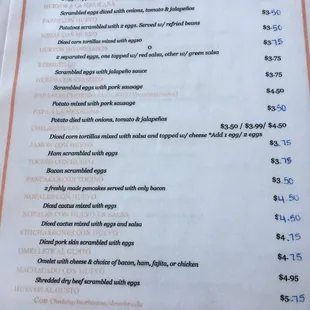 a menu for a mexican restaurant