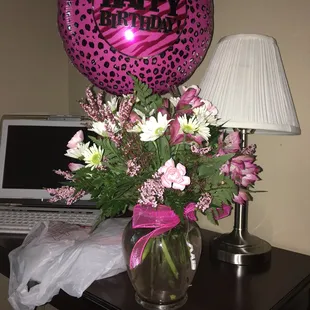What Rio West Floral actually delivered for my mom&apos;s 91st birthday, wilted dead vase came very warm, lots green ferns,no comparison