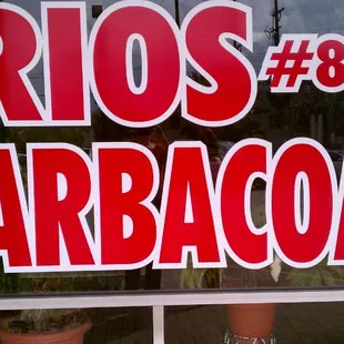 a sign in the window