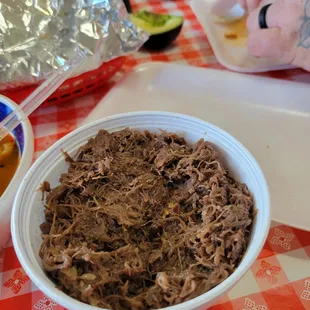 a bowl of pulled pork