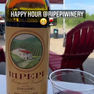 a bottle of wine and a glass of wine