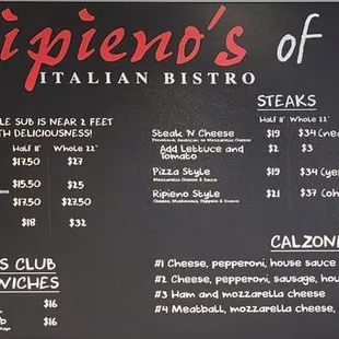 The menu.
