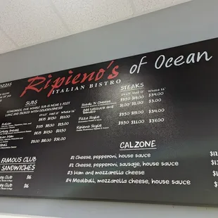 menu and prices