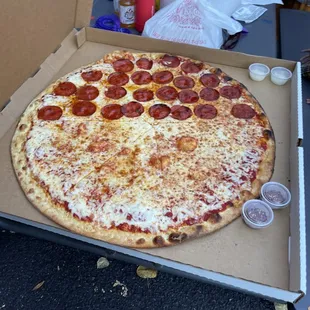 XXL Half cheese and half pepperoni was a hit for us and our neighbors.