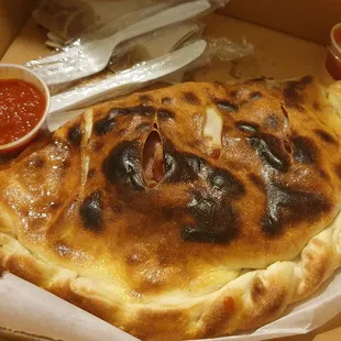 Ham &amp; Cheese calzone..... added BACON  !!!!