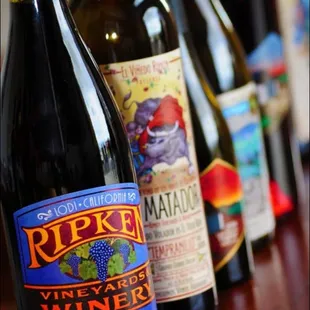 wine bottles on a table