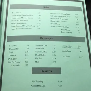 menu