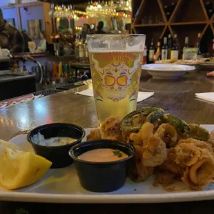 Calamari. Can&apos;t show the whole plate cuz half of it is gone
