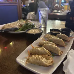 Delicious potstickers! The chicken fried steak and bacon mashed potatoes with gravy are sooo good too!