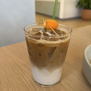 Iced orange coconut latte