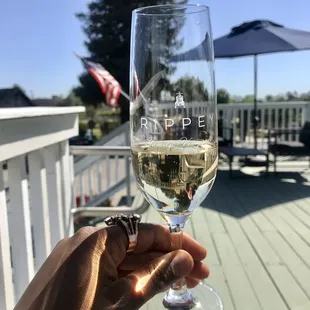 Sparkling Brut on the patio