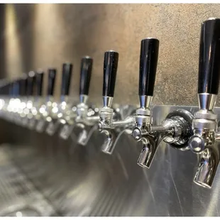 Taps ready to pour in the taproom!