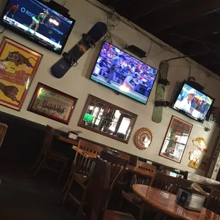 a skiboard hanging on the wall