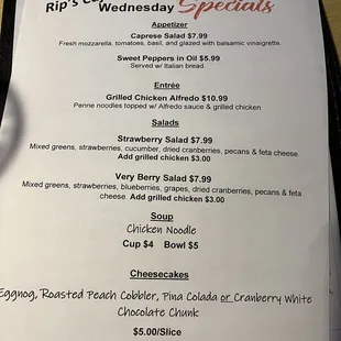 Specials menu!