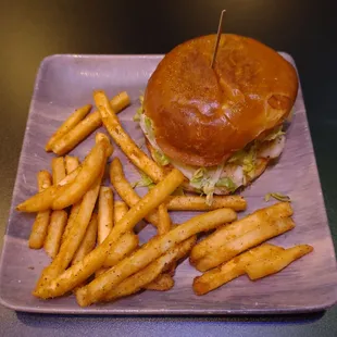 Grilled Fish Sandwich with french fries