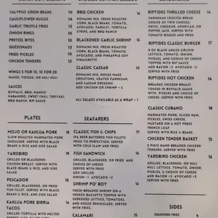 Menu sheet