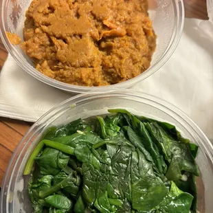 Sweet potato casserole and spinach