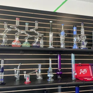 Some Bongs and Trays with velvet bags