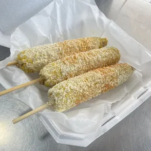 Elotes with chile on top!