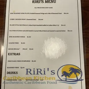 This is their menu 01/30/2021