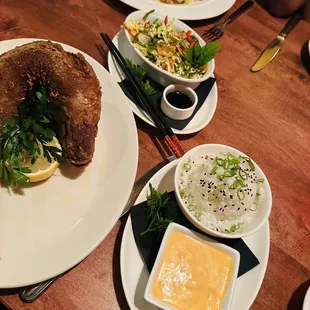 Whole snapper and grill  beef tenderloin