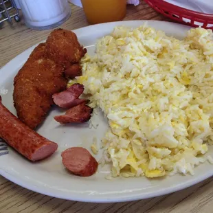 #11 - rice with egg, sausage, fried chicken breast