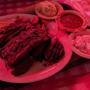 BBQ platter with ribs and brisket