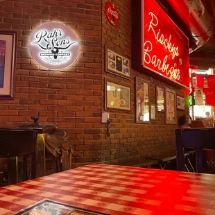 a table with a checkered table cloth