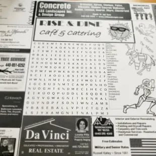 Placemat filled with local businesses. Great for finding your local handyman!