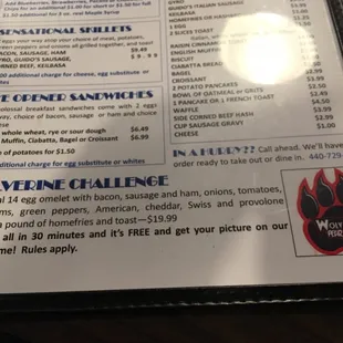 menu