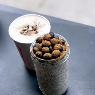 Chia Pudding and Whopper Latte