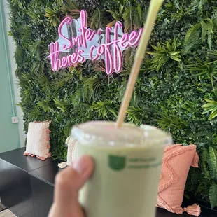 In this case, Smile there&apos;s Iced Matcha Latte ^^,