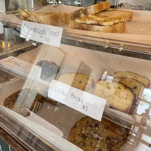 pastries in display case
