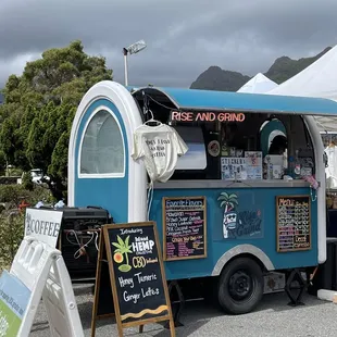 a blue food truck