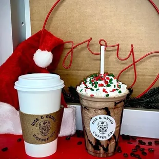 Peppermint Mocha and peppermint mocha frappe during Christmas!