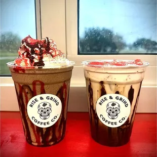 Valentines Drinks - Chocolate covered strawberry Frappe and a raspberry truffle white chocolate mocha