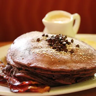 Red Velvet Chocolate Chip Pancakes