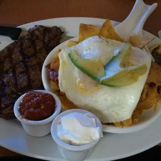 Spice-Rubbed Rib Eye Steak Chilaquiles