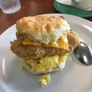 Tenderloin Egg &amp; Cheese Biscuit! Huge!!