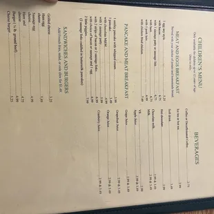 a menu for a restaurant