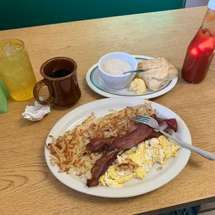 Meat and eggs breakfast