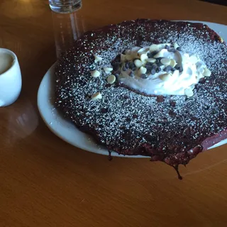 Red Velvet Chocolate Chip Pancakes