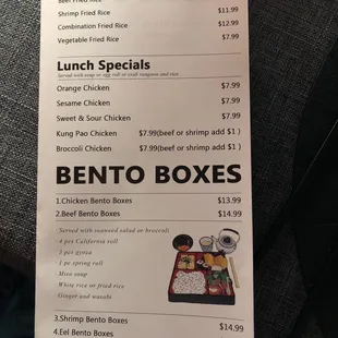 a menu for lunch specials